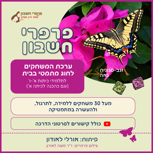 הערכה הורודה – ערכה מקצועית למורות להפעלת חוג מתמטיקה ומשחקי חשבון